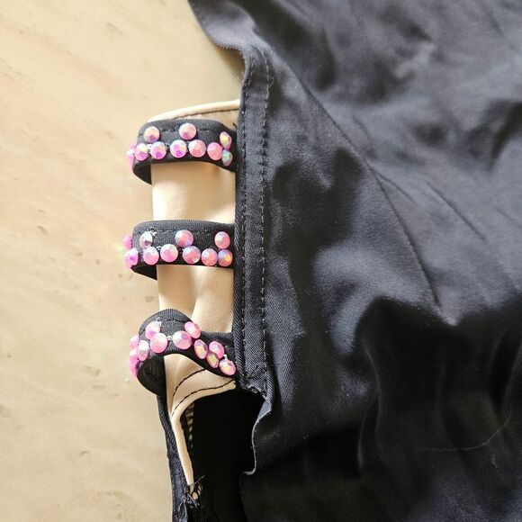 Weissman NWOT child medium semi custom dance costume black w pink rhinestones - Picture 3 of 11